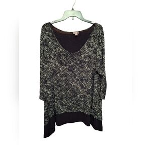 J.JIll Wherever Collection Petite Large Tunic Top Shark Bite Stretch Boho